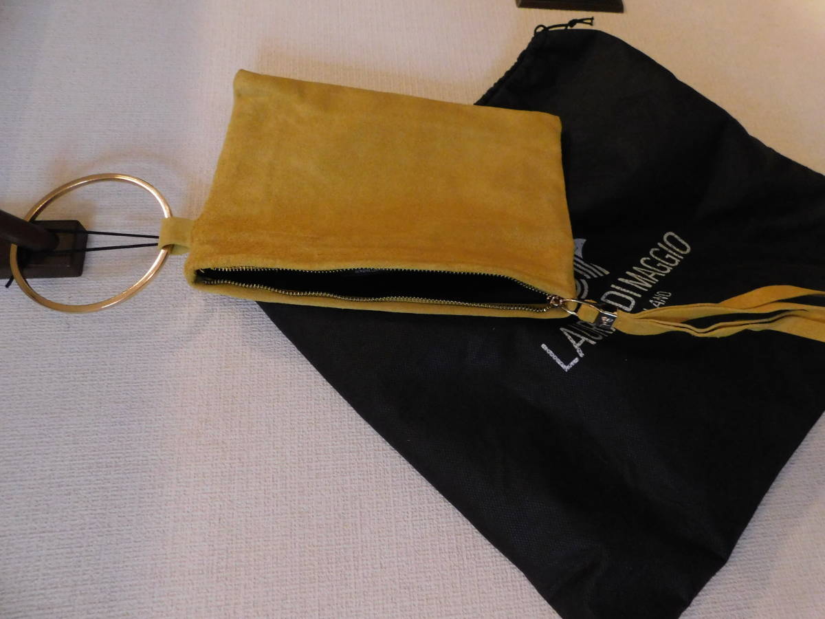 LAURA DI MAGGIO MILANO milano Made in Italy прекрасный товар один раз использование горчично-желтый Италия производства ручная сумочка genuine leather