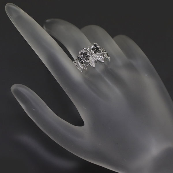 美品 ダイヤモンド 0.01ct K18 猫 ネコ デザイン リング イエロー