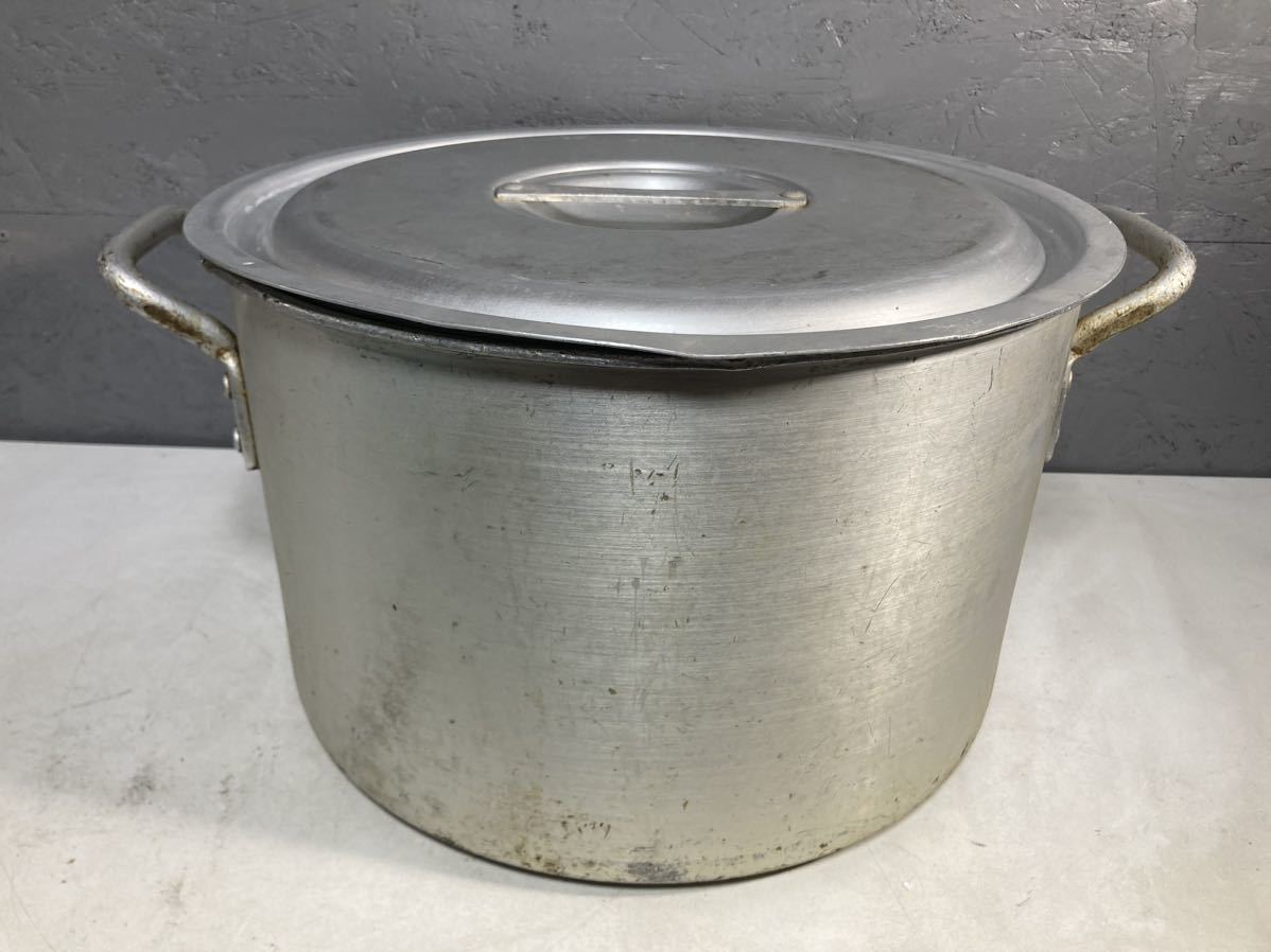 2A外】アルミ鍋 両手鍋 蓋付 店舗 厨房 業務用 炊き出し 直径36cm 高さ