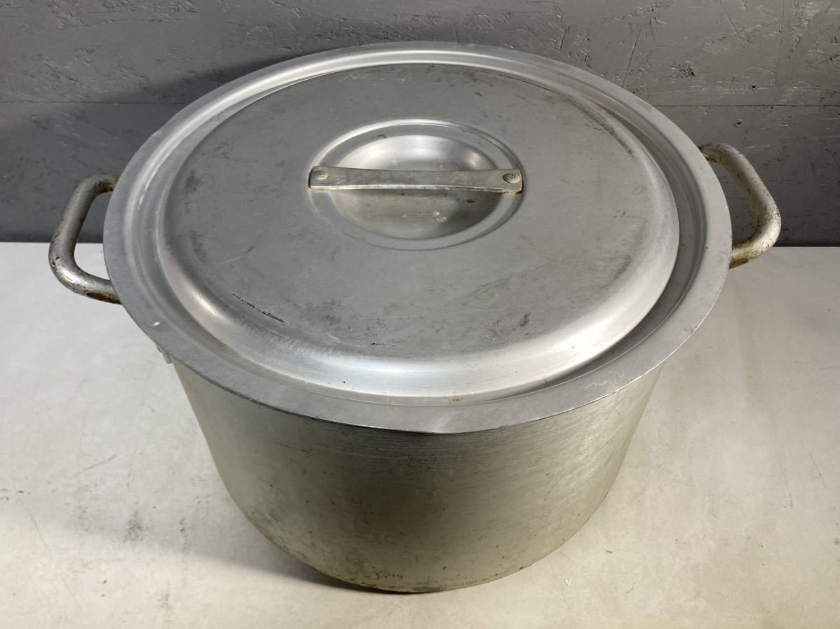 2A外】アルミ鍋 両手鍋 蓋付 店舗 厨房 業務用 炊き出し 直径36cm 高さ