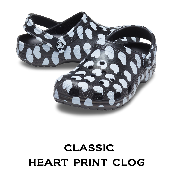 31cm Crocs Classic Heart принт сабо черный белый Classic Heart Print Clog M13 новый товар 