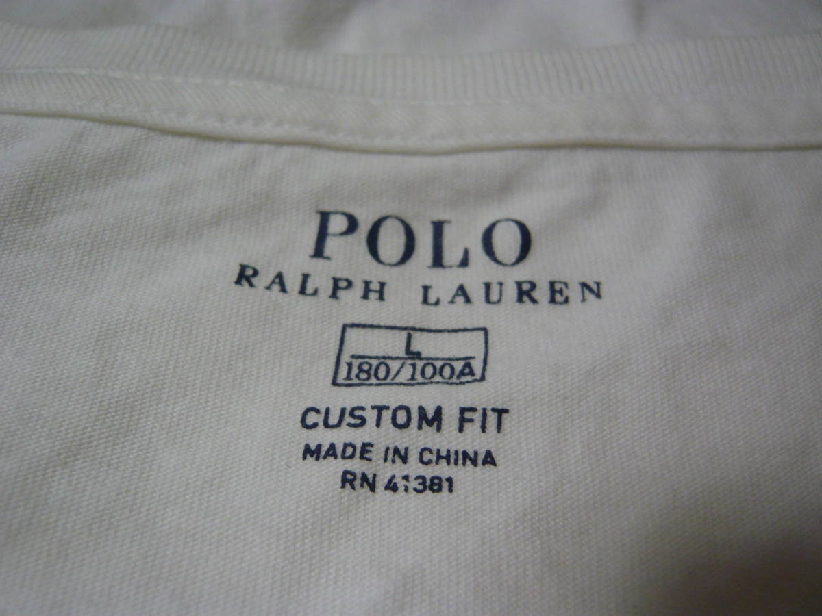 ポロ ラルフローレン 胸刺ロゴ クルーネック 半袖Tシャツ トップス 純白 メンズL_画像7