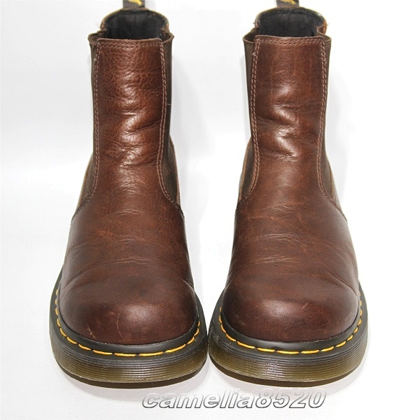 Dr.Martens ドクターマーチン Oates Harvest チェルシー サイドゴア ブーツ 厚底 ヒール ブラウン レザー USL9 UK7 約25.5～26cm 中古 美品_画像6