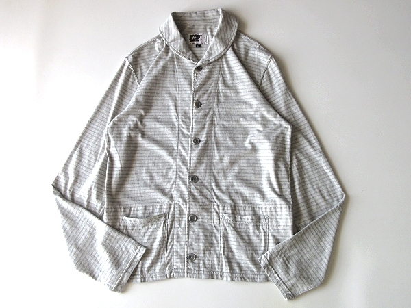 旧タグ ENGINEERED GARMENTS エンジニアードガーメンツ コットン天竺 ボーダー ショールカラー カーディガン M グレー USA製 ネペンテス_画像2