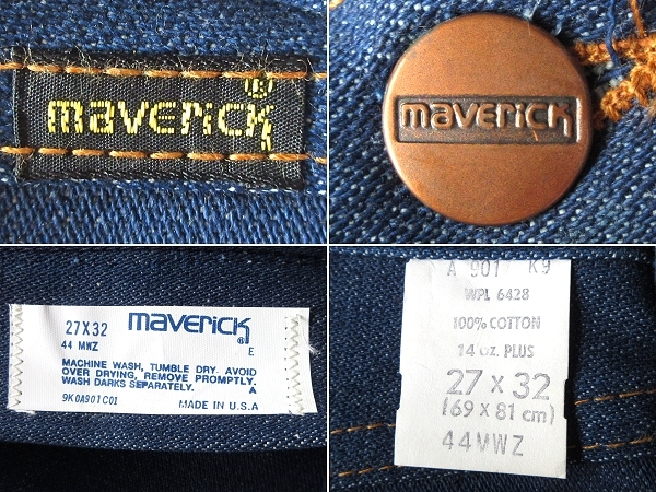  редкий неиспользуемый товар 70s-80s Vintage MARVERICKma- Berik 44MWZ SCOVILL Zip Denim брюки W27 L32 индиго USA производства Wrangler 