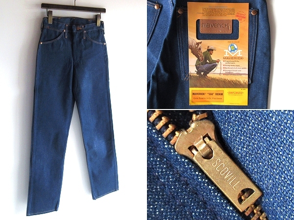  редкий неиспользуемый товар 70s-80s Vintage MARVERICKma- Berik 44MWZ SCOVILL Zip Denim брюки W27 L32 индиго USA производства Wrangler 