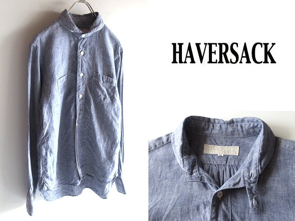 【日本限定モデル】 チンスト付 ビンテージ型 ハバーサック HAVERSACK 名作 丸襟 ネストローブコンフェクト取扱 CONFECT Robe nest インディゴ M リネンシャツ ハバーサック 【日本限定モデル】 チンスト付 ビンテージ型 ハバーサック HAVERSACK 名作 丸襟 ネストローブコンフェクト取扱 CONFECT Robe nest インディゴ M リネンシャツ ハバーサック