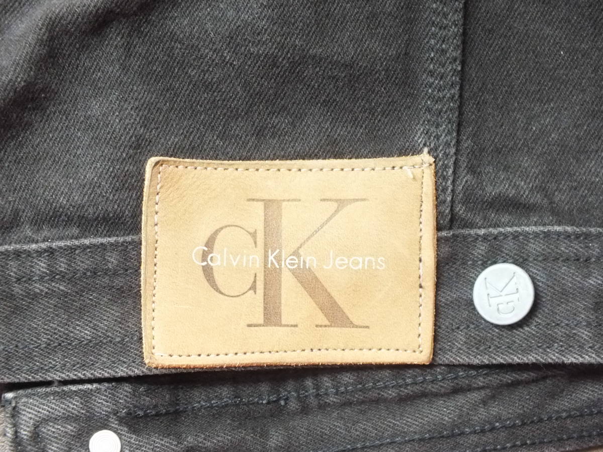 90’　ヴィンテージ　Calvin Klein　デニムジャケット　カルバンクライン　ブラック　サイズＬ　古着　程度良_画像3