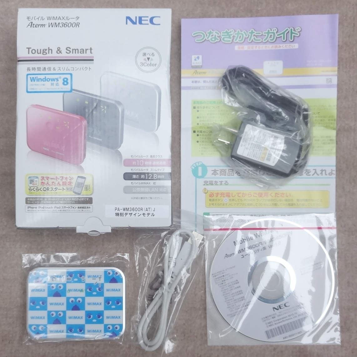 【USED超美品】★NEC・UQ WiMAX限定・全国１０００台特別モデル・モバイルWiMAXルータ・Aterm・ブルーガチャムクモデル・WM3600R(AT)Ｊ★_画像1