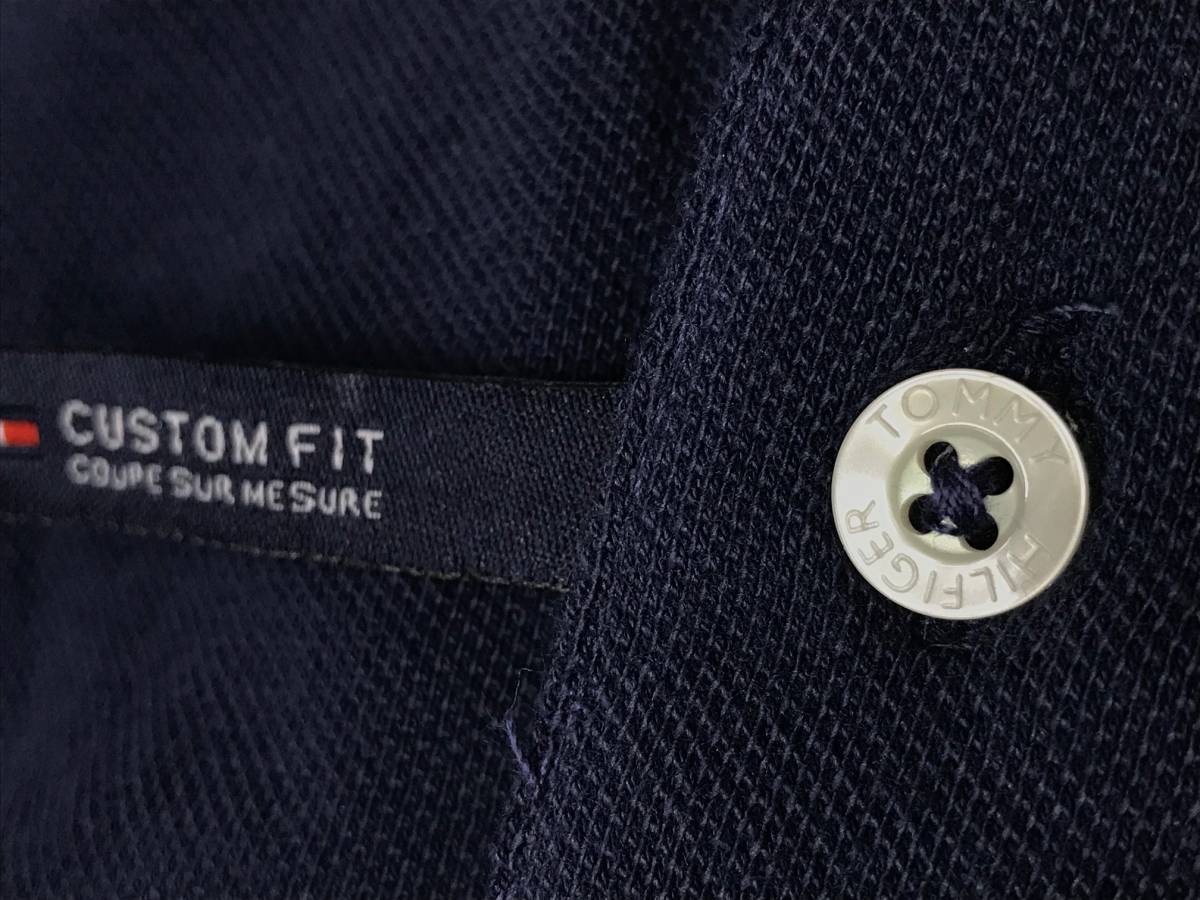 USA限定 「XL」 Tommy トミーヒルフィガー CUSTOM FIT カスタムフィット ワンポイント フラッグ POLOシャツ ポロシャツ 綿100% 水色 ペール_同商品の色違いサンプル画像