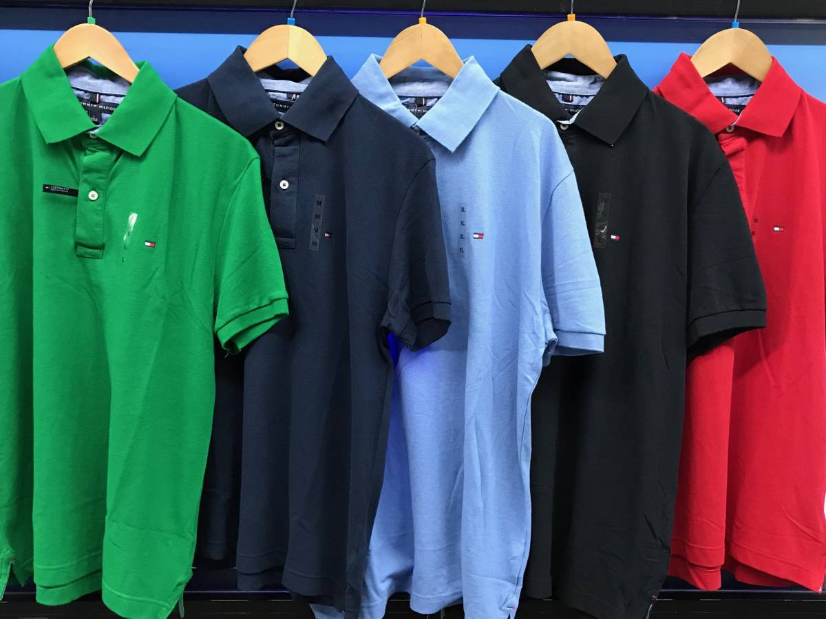 USA限定 「XL」 Tommy トミーヒルフィガー CUSTOM FIT カスタムフィット ワンポイント フラッグ POLOシャツ ポロシャツ 綿100% 水色 ペール_5色入荷しました