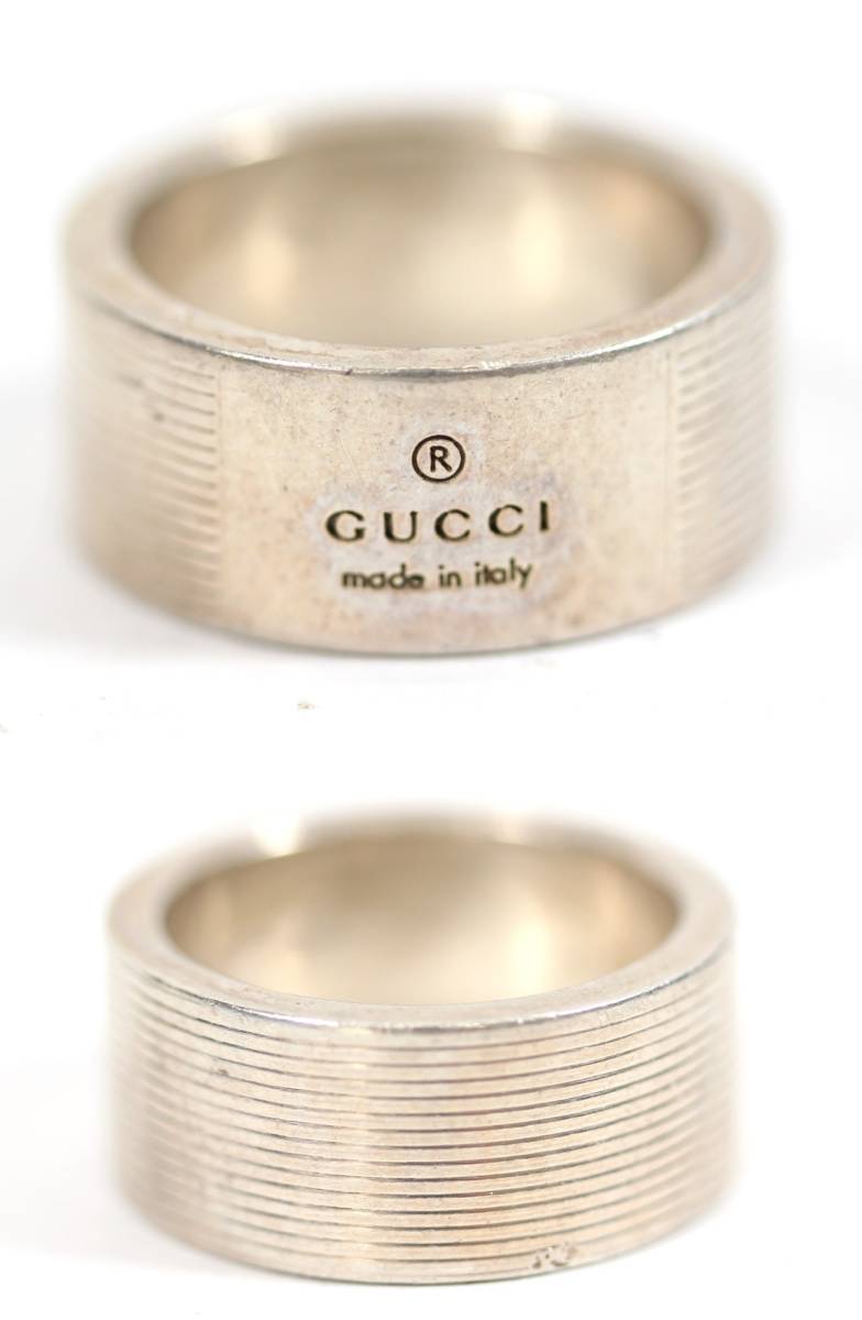 Y5620#◆中古品◆GUCCI グッチ プレート ロゴ ネックレス シルバー / おまけ シルバーリング（約7号）付_おまけリングに変色やキズ等ございます