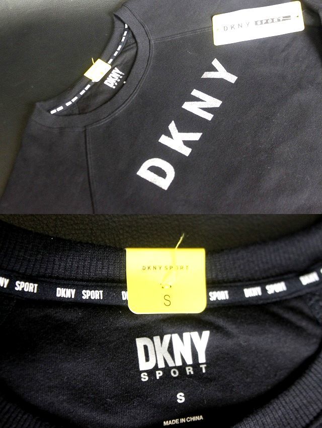 DKNY SPORT ダナキャラン レディース トレーナー ブラック サイズS 裏起毛/41633☆送料520円_画像4