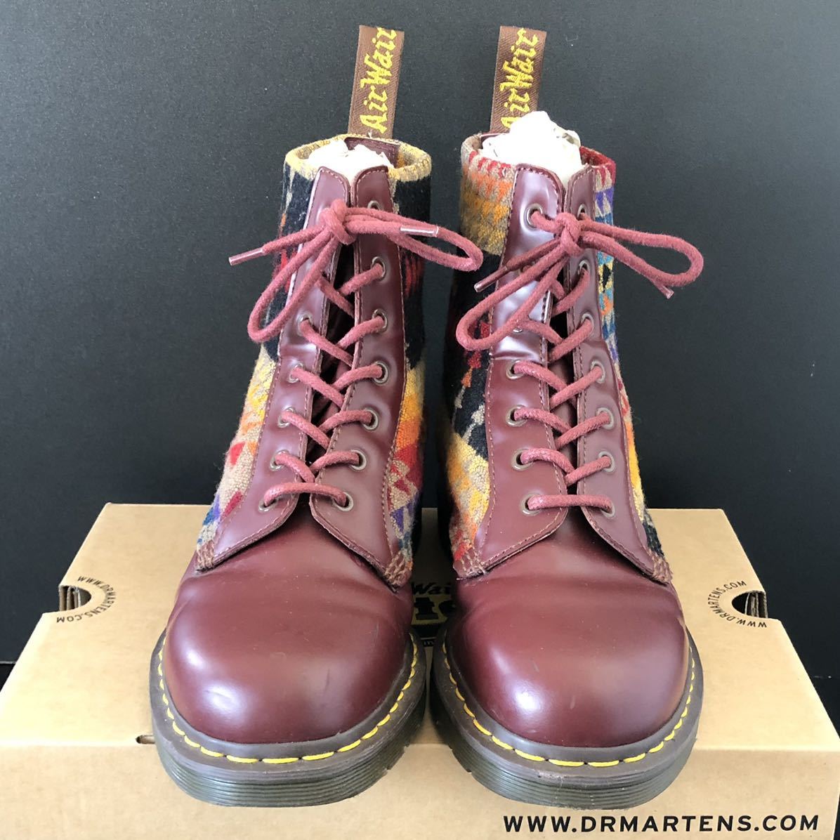 限定完売★Dr.Martens × PENDLETON 7ホールブーツ UK9★ペンドルトン ドクターマーチン チェリーレッド BURGUNDY バーガンディ 8ホール_画像4