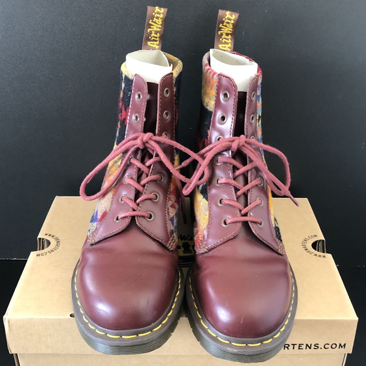 限定完売★Dr.Martens × PENDLETON 7ホールブーツ UK9★ペンドルトン ドクターマーチン チェリーレッド BURGUNDY バーガンディ 8ホール_画像6