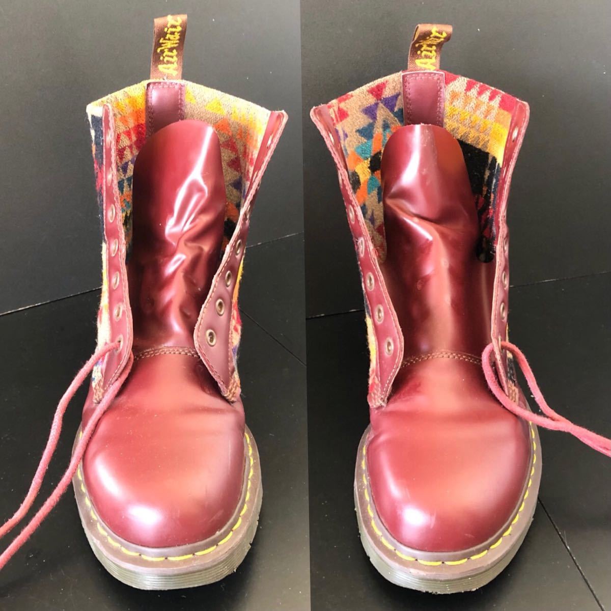 限定完売★Dr.Martens × PENDLETON 7ホールブーツ UK9★ペンドルトン ドクターマーチン チェリーレッド BURGUNDY バーガンディ 8ホール_画像8