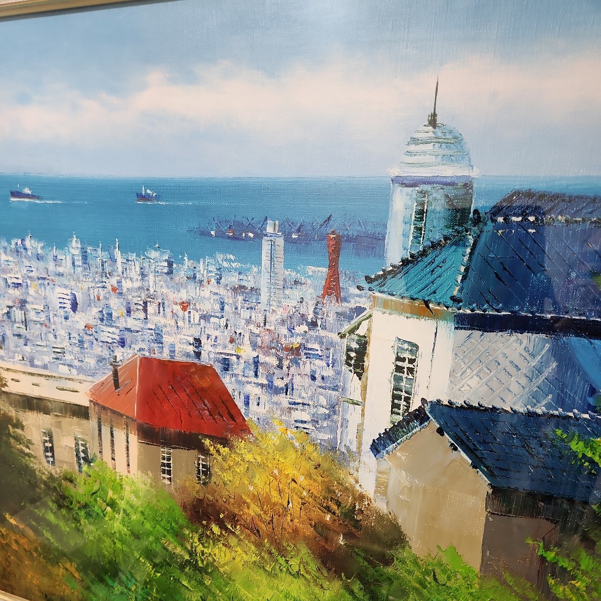 小林 幸三】 【神戸風景】 ☆F10号 真作保証 ☆額 縦60cm 横70cm