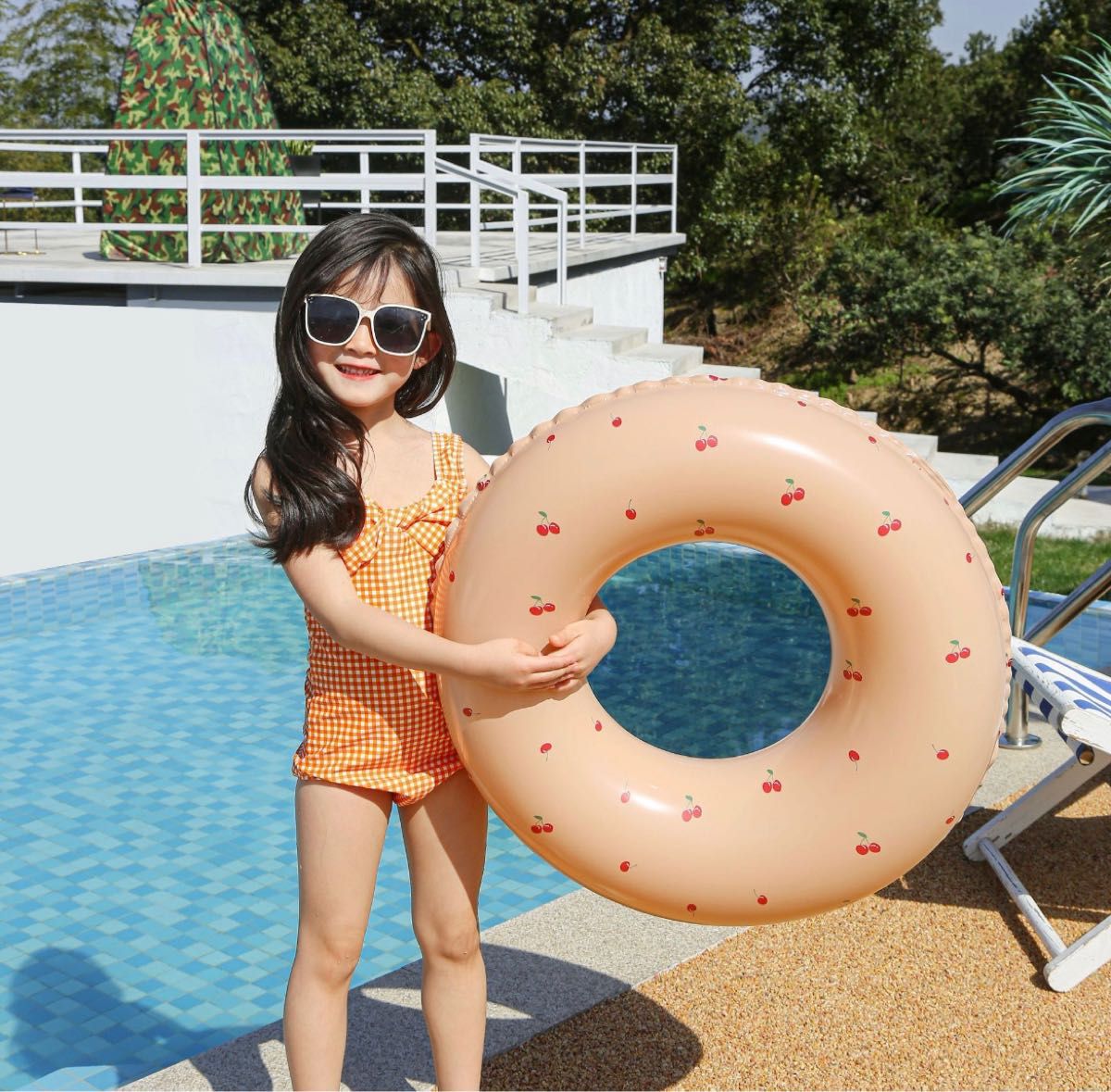 浮き輪 さくらんぼ　ピンク 子供用 キッズ プール　海 旅行 韓国 ベビー　夏