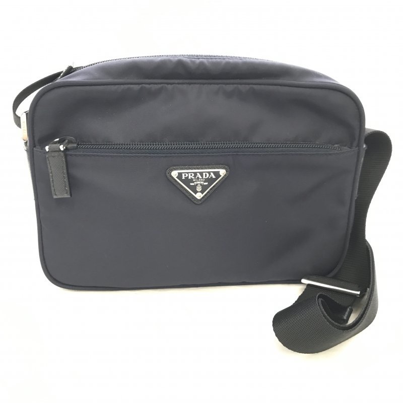 美品】 PRADA プラダ 鞄 ナイロン レザー 黒 1BC167