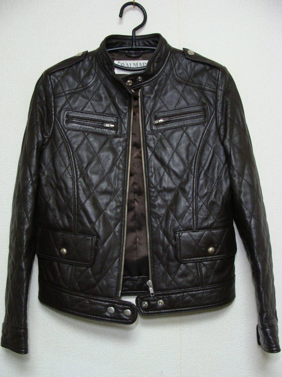 BALMAIN バルマン ◇ ラム シープ スキン レザー 皮 革 キルティング