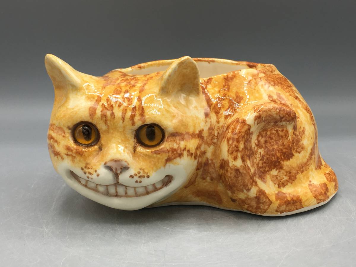 新品 目が合う ケンジントンキャット サイズ２ チェシャー猫 猫 鉢 茶トラ フラワーポット 鉢カバー 猫 置物 ネコ フィギュリン