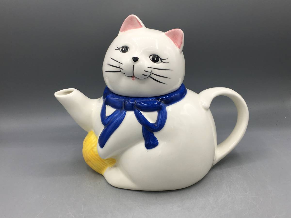 印象のデザイン 白 ティーポット 猫 ポット