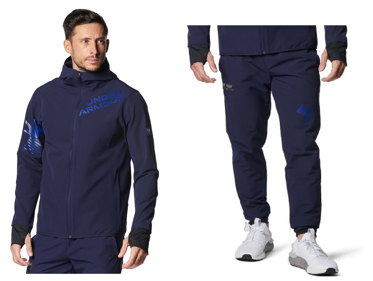 即決新品 MDサイズ UNDER ARMOUR ジャージ上下セット セットアップ ネイビー アンダーアーマー_画像2