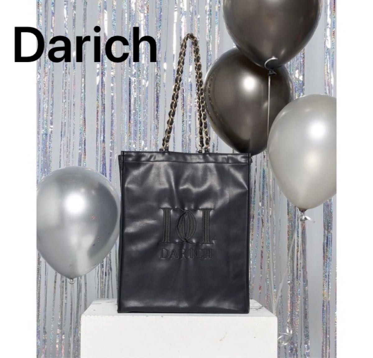 Darich ダーリッチ ノベルティ トートバッグ ブラック　黒　ゴールドチェーン　 チェーンショルダーバッグ　A4収納可