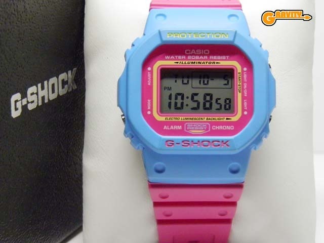 G-SHOCK 買取のGRAVITY◇DW-5600TB-4BJF THROW BACK 1983 ブルー×ピンク CASIO/G-SHOCK_画像1