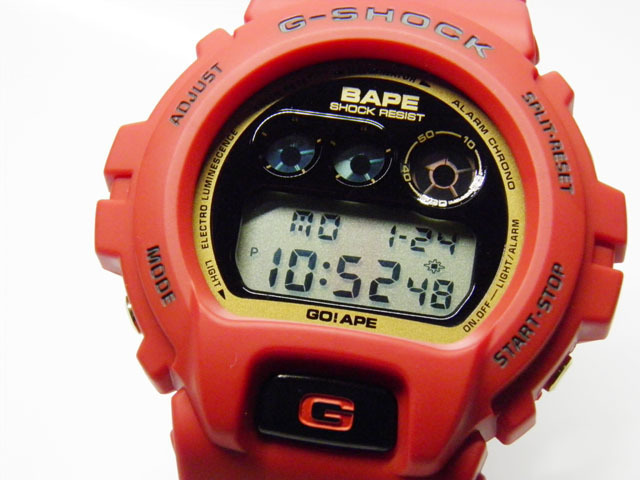 G-SHOCK 買取のGRAVITY◇A BATHING APE(ア ベイシング エイプ) DW-6900 第4弾 レッド シリアル入り CASIO/G-SHOCKの画像3