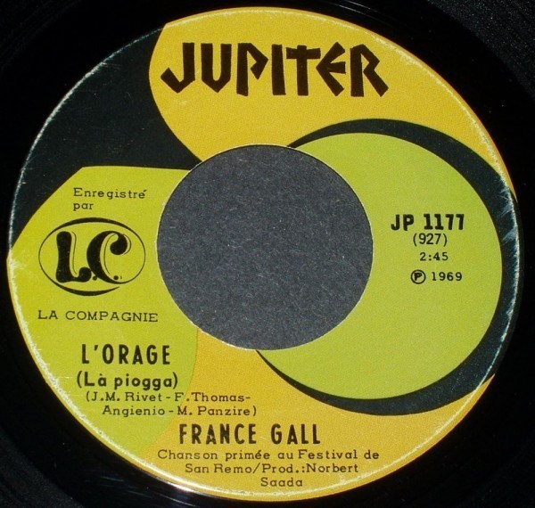 FRANCE GALL Homme tout petit / L\'orage дождь Canada запись одиночный 
