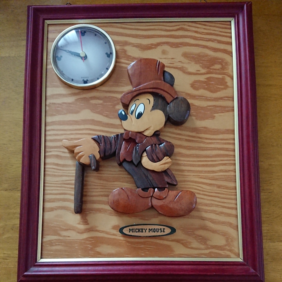 ヤフオク! - 昭和レトロ ミッキーマウス掛時計 木製アンティ