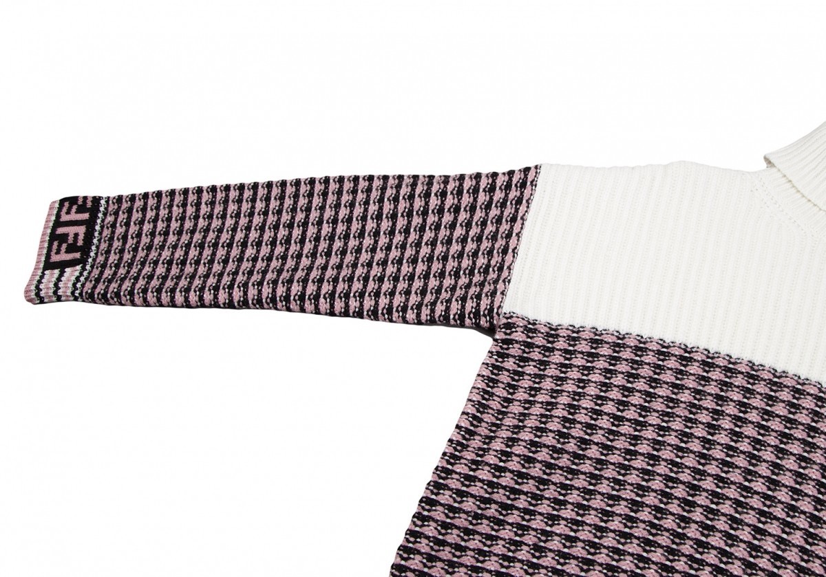  Fendi FENDI wool cashmere sleeve Zucca pattern ta-toru knitted sweater white pink 46