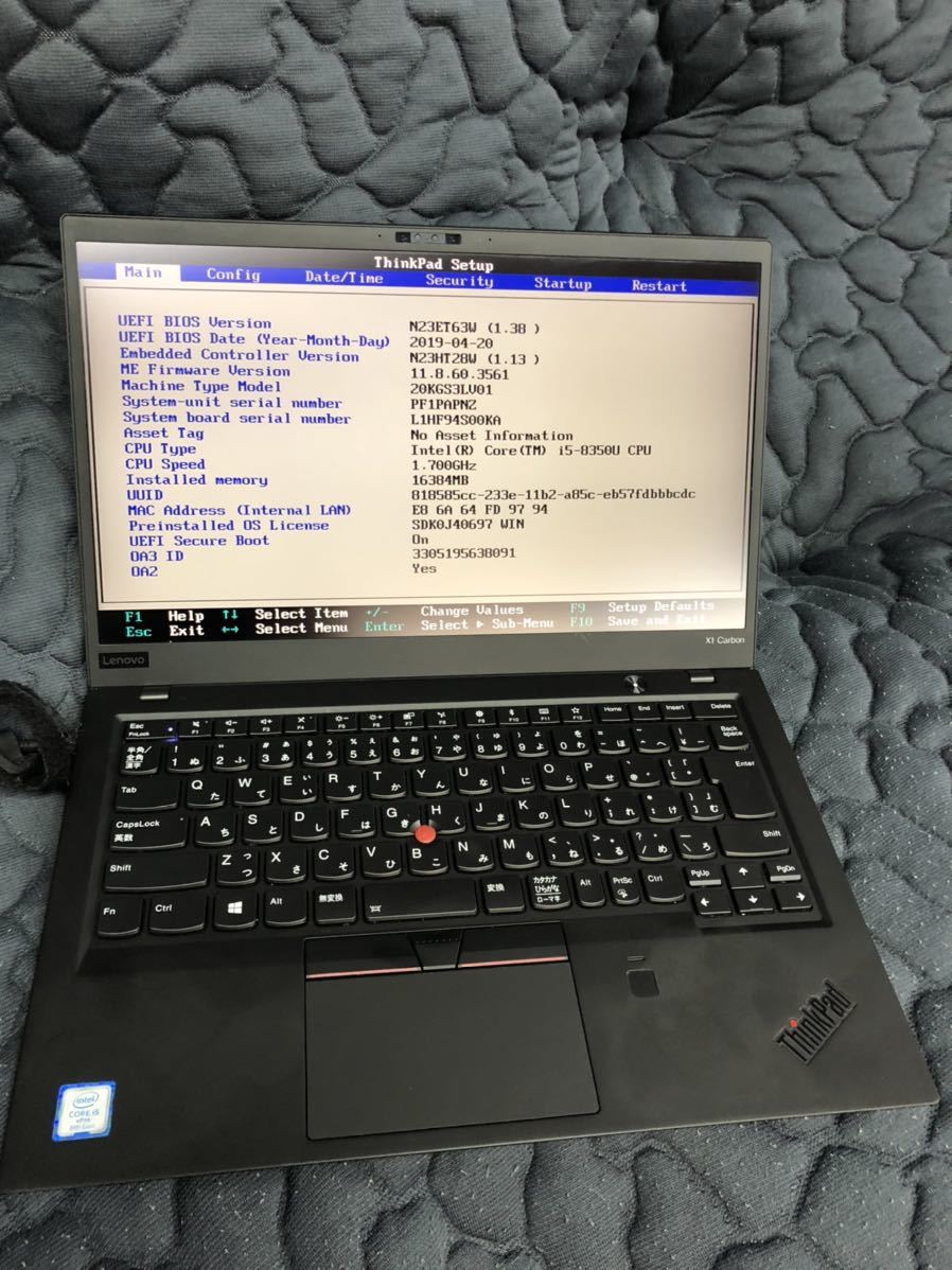 管理:9006/ジャンク扱い Lenovo ThinkPad X1 Carbon Gen 6th 14型FHD