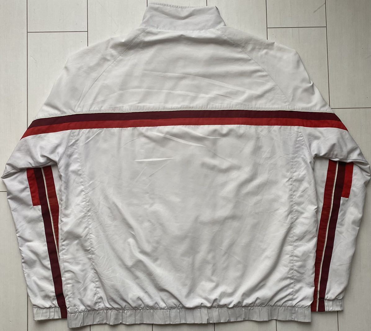 送料無料 80s 90s vintage ビンテージ LACOSTE SPORT ラコステ スポーツ NYLON ナイロン 切替 ジャージ ジャケット WHITE ホワイト 6 XXL