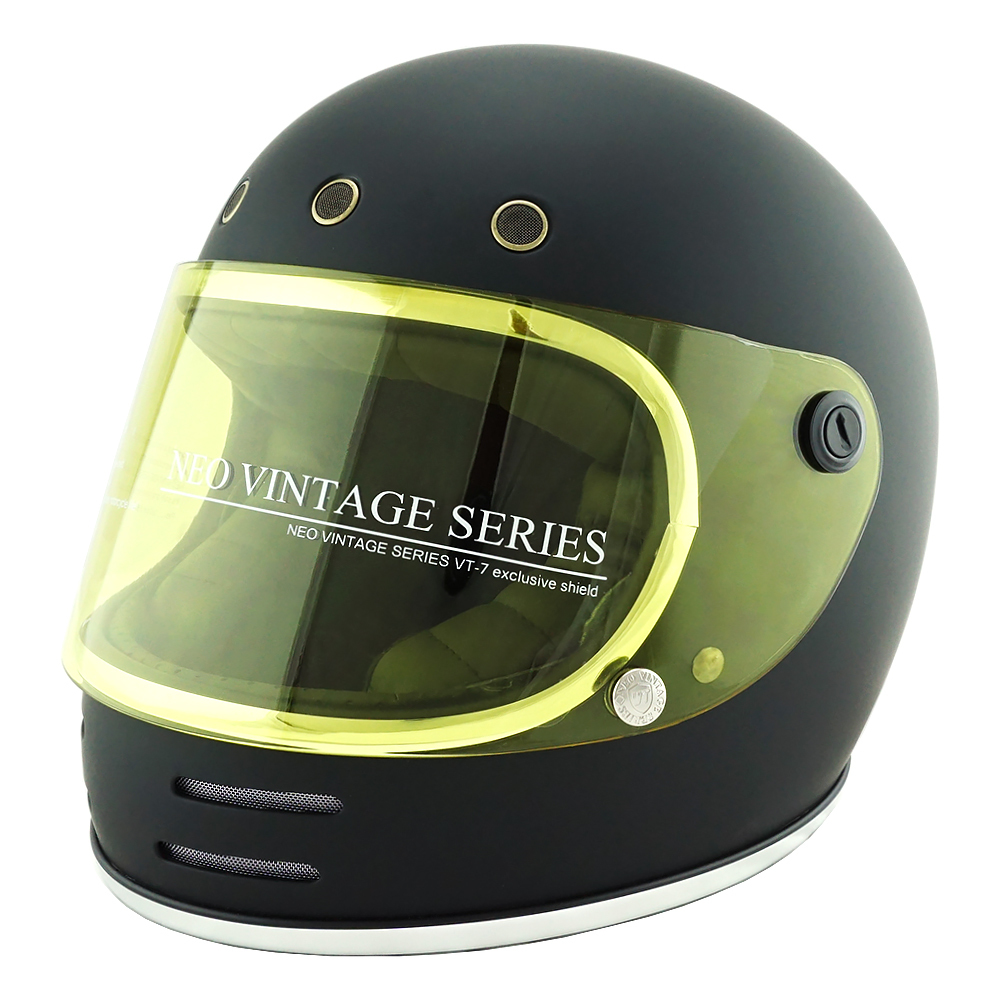 フルフェイスヘルメット マットブラック×イエローシールド Mサイズ:57-58cm対応 VT-9 ステッカー付き VT9