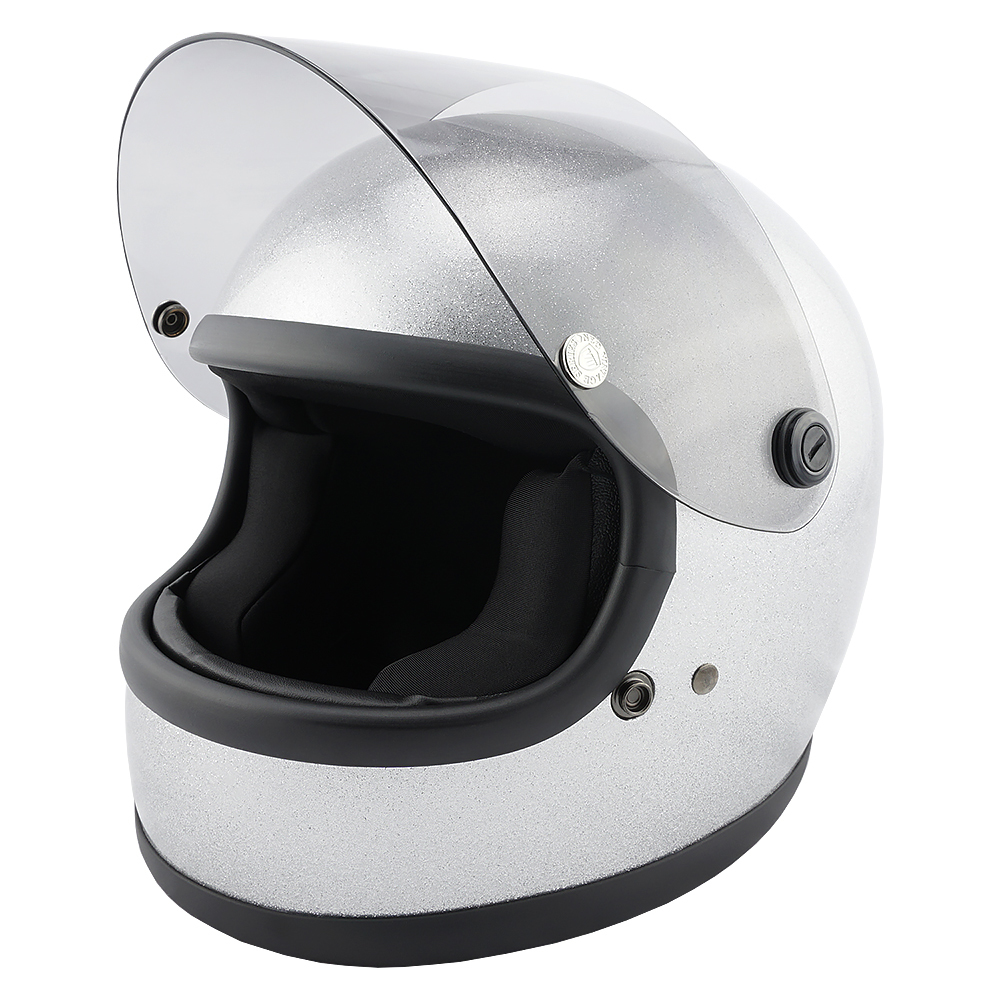 フルフェイスヘルメット メタリックシルバー×ライトスモークシールド Mサイズ:57-58cm対応 VT7 NEO VINTAGE VT-7 ステッカー付き_画像2