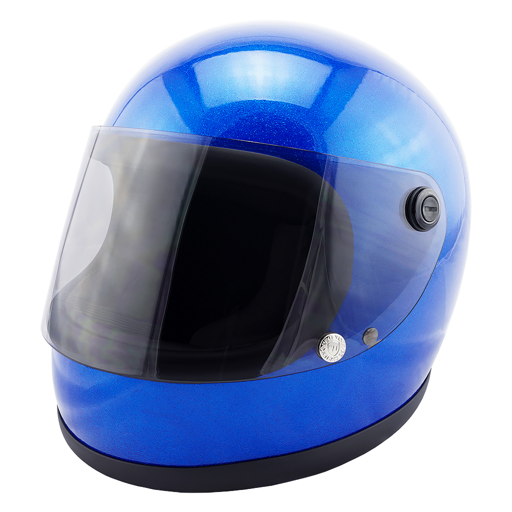 フルフェイスヘルメット メタリックブルー×ライトスモークシールド Mサイズ:57-58cm対応 VT7 NEO VINTAGE VT-7 ステッカー付き_画像1