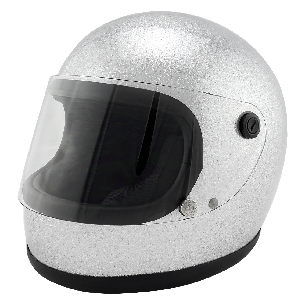 フルフェイスヘルメット メタリックシルバー×クリアシールド Mサイズ:57-58cm対応 VT7 NEO VINTAGE VT-7 ステッカー付き