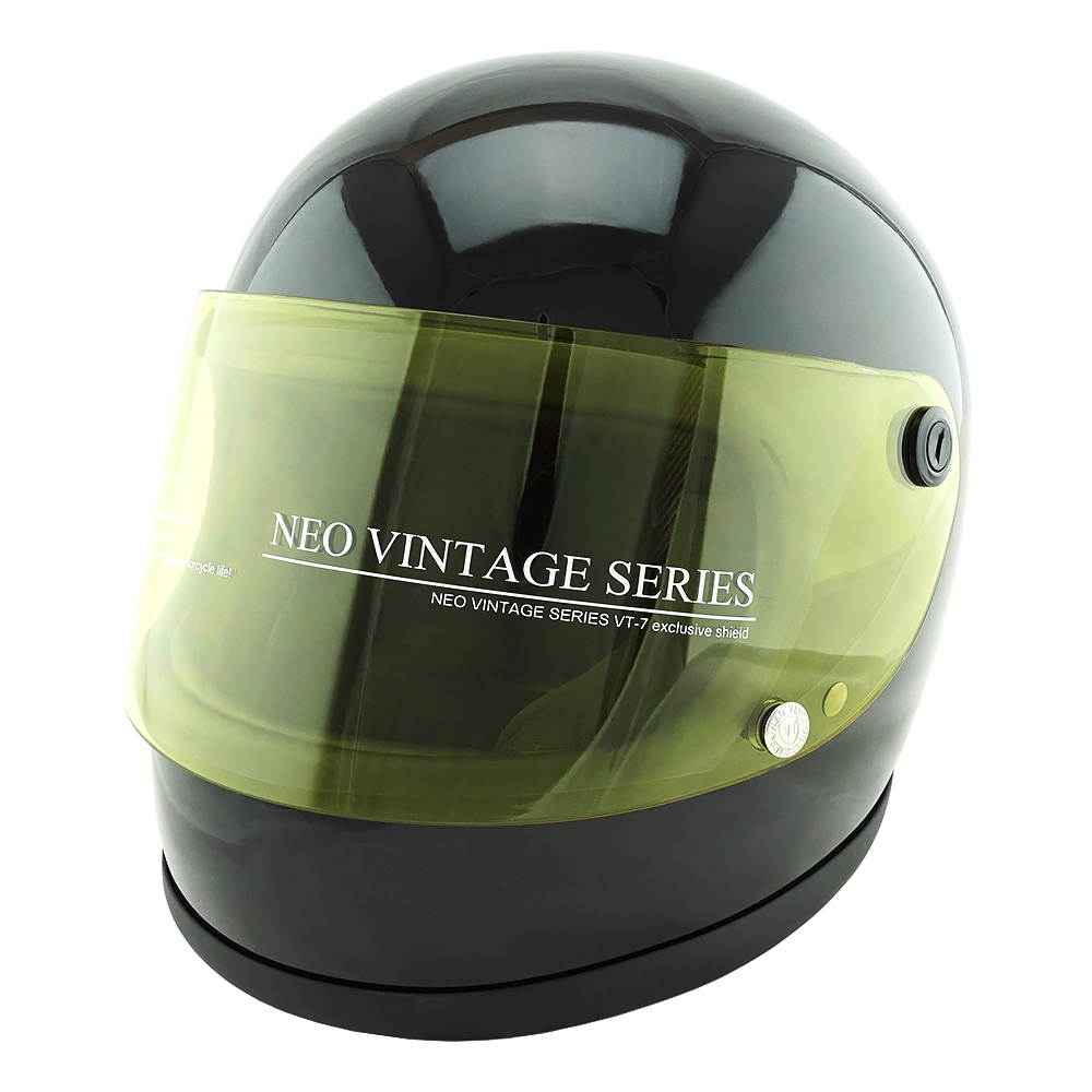 フルフェイスヘルメット ブラック×イエローシールド Mサイズ:57-58cm対応 VT7 NEO VINTAGE VT-7 ステッカー付き