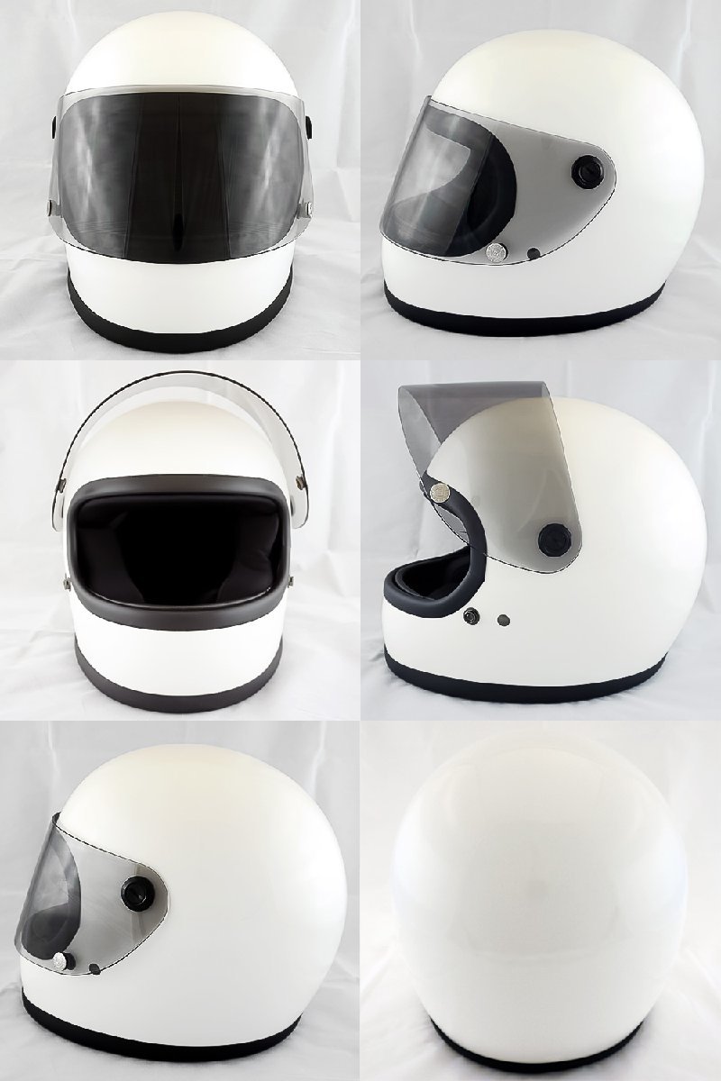 フルフェイスヘルメット ホワイト×ライトスモークシールド Lサイズ:59-60cm VT7 NEO VINTAGE VT-7 ステッカー付き_画像3