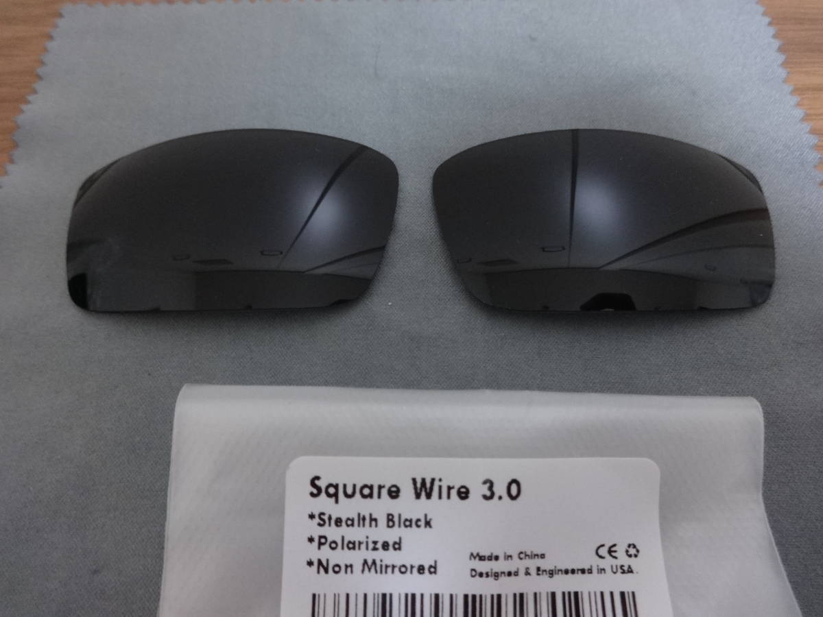 ★オークリー SQUARE WIRE 3.0/スクエアワイヤー3.0用 カスタム偏光レンズ BLACK Color Polarized 新品 の画像1