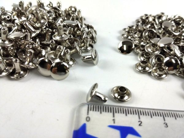 リベット 両面カシメ ニッケル 9X8mm 100個セット ニッケル レザークラフトに_画像3