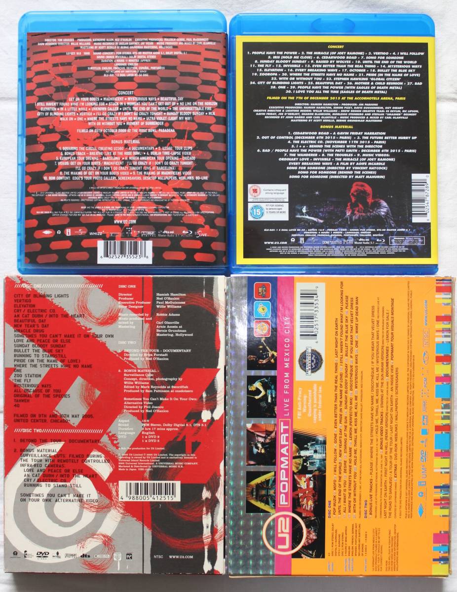 U2 4作品セット ブルーレイ+DVD 360° AT THE ROSE BOWL/INNOCENCE+EXPERIENCE LIVE IN PARIS/Vertigo2005/Popmart　送料無料_画像2