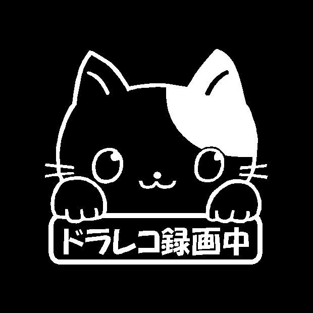 ドラレコ録画中　可愛い手書き風　三毛猫(ネコ）Ver　カッティングステッカー　ドライブレコーダーに_画像1