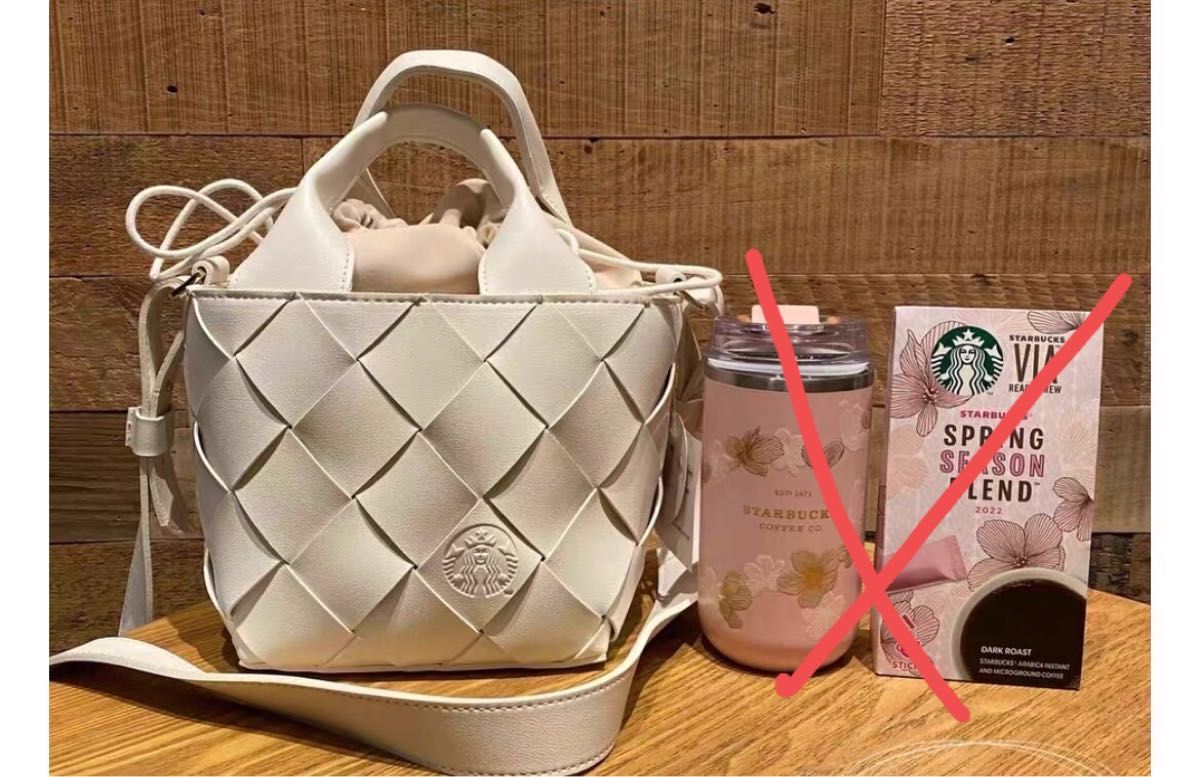 中国スターバックス　山茶花シリーズ　巾着式トートショルダーバッグ　新品未使用　バッグのみ販売