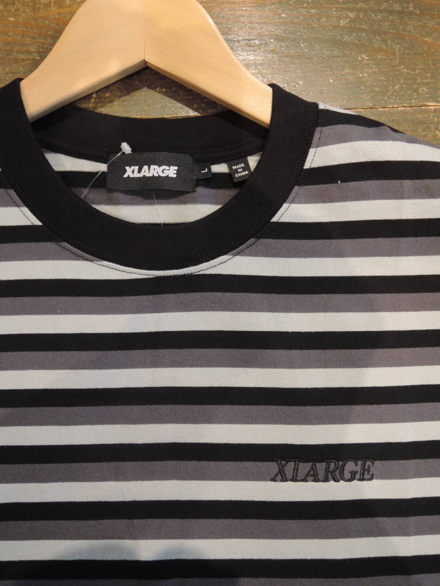 X-LARGE XLARGE XLarge STRIPED S/S TEE черный L размер популярный товар стоимость доставки Y230~ цена снижена!