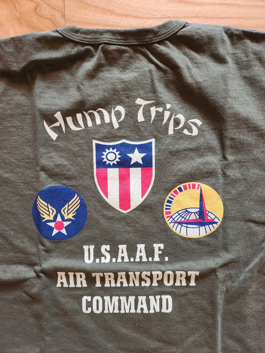 SALE! 　送料込★東洋　BuzzRickson's バズリクソンズ　BR79127 半袖Tシャツ　ミリタリー　HUMP TRIPS アメリカ製　オリーブ　L_画像1