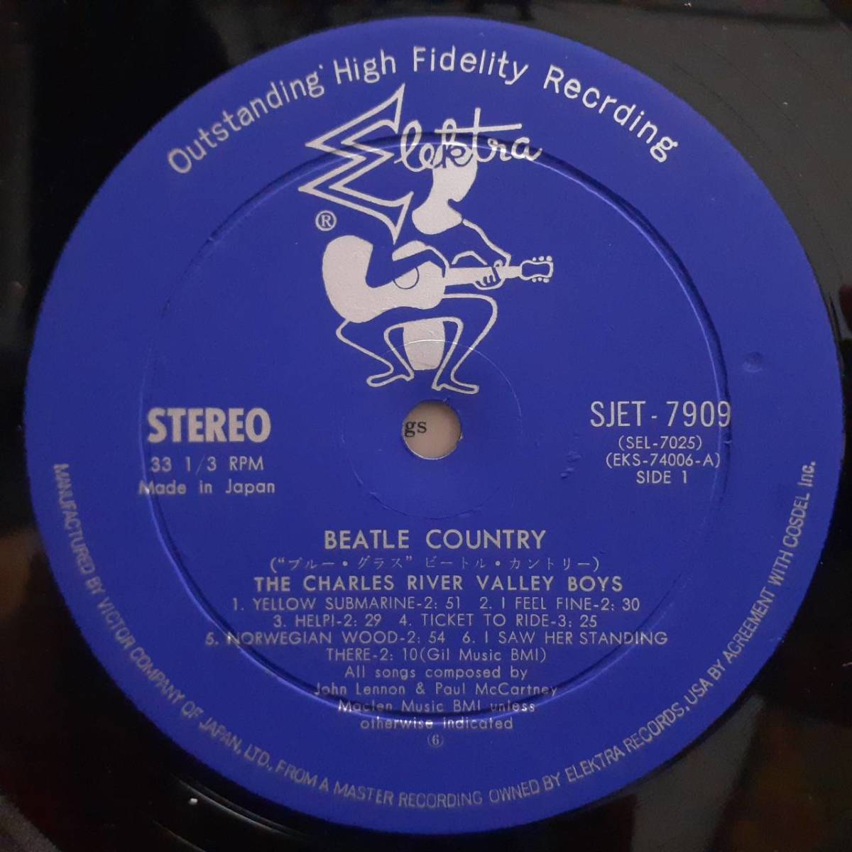 日本ELEKTRA盤LP初版 青ギタリスト深溝！Charles River Valley Boys / Beatle Country 1966年 SJET-7909 Beatles ビートルズ John Lennon_画像2