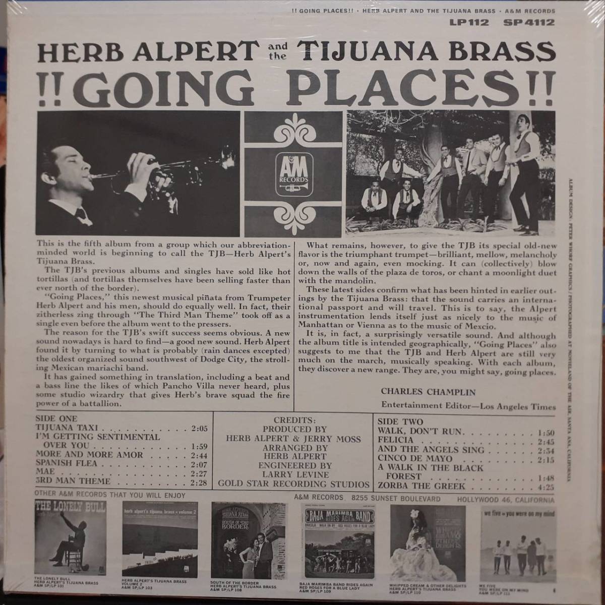 奇跡 未開封シールド 米A&MオリジLP！Herb Alpert And The Tijuana Brass /Going Places 1965年 SP4112 Tijuana Taxi, Spanish Flea Sealed_画像2